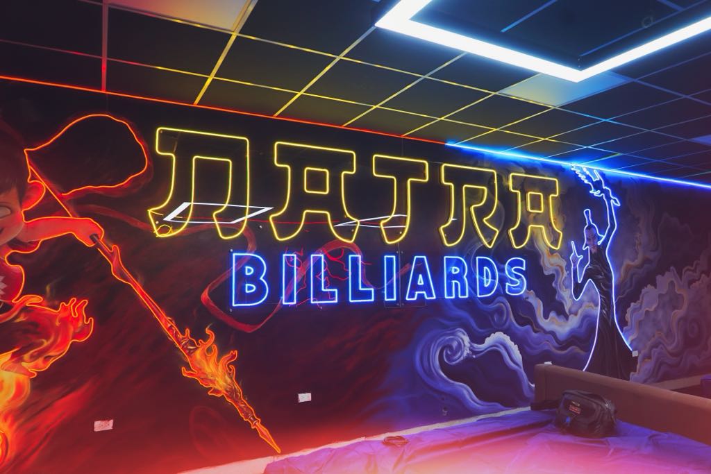 Vẽ Tranh Tường Kết Hợp Đèn Neon Cho Quán Bida Natra - Đan Phượng 20 Tranh tường kết hợp đèn neon quán bida Natra - hình ảnh 15
