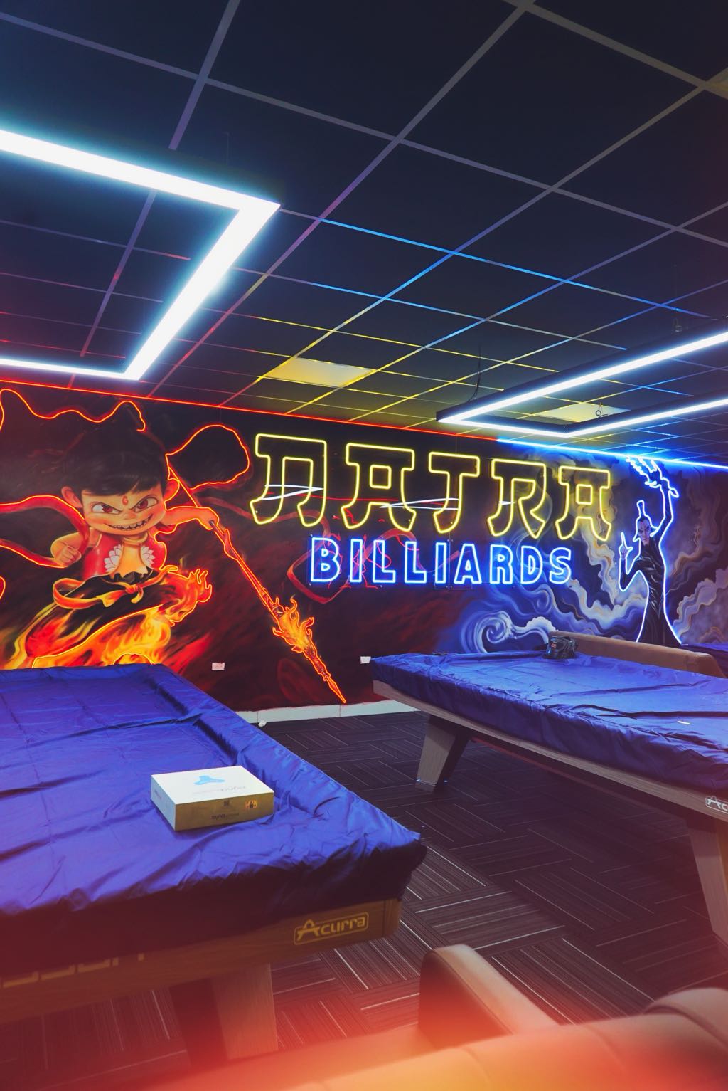Vẽ Tranh Tường Kết Hợp Đèn Neon Cho Quán Bida Natra - Đan Phượng 5 Tranh tường kết hợp đèn neon quán bida Natra - hình ảnh 2