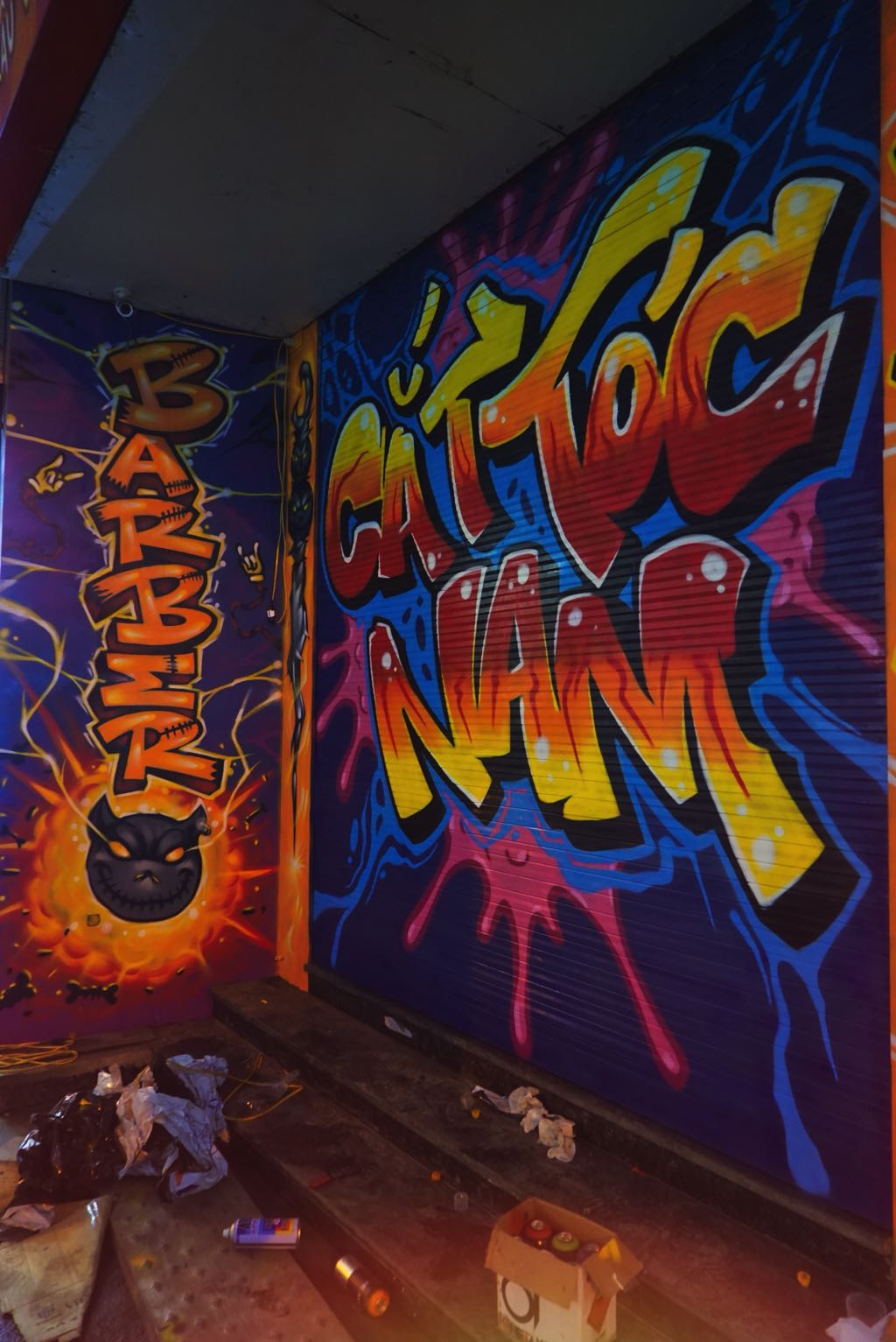 Biển Barbershop Sọ Thiết Kế Biển Hiệu Graffiti Cá Tính 3 biển barber