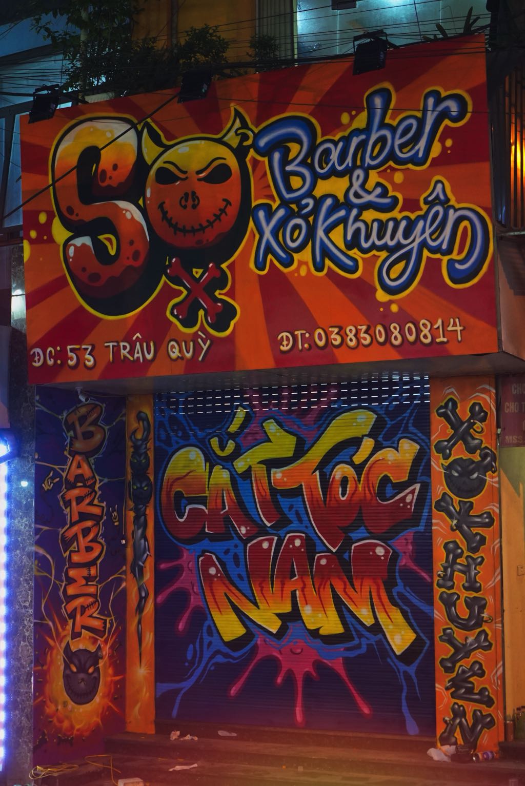 Biển Barbershop Sọ Thiết Kế Biển Hiệu Graffiti Cá Tính 6 biển barber