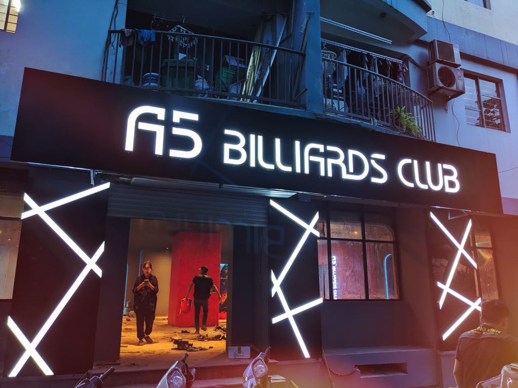 Mẫu Bảng Hiệu Bida Đẹp Thiết Kế & Trang Trí A5 Billiards 1 bảng hiệu bida đẹp