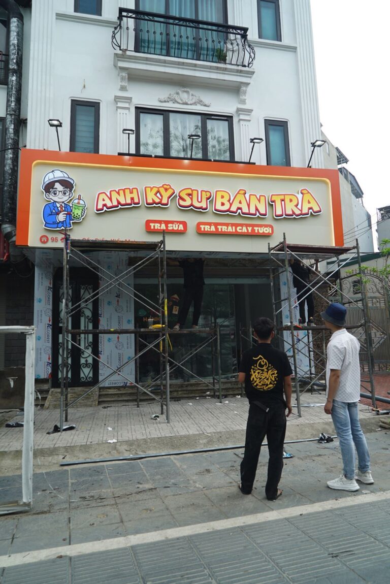 Thi Công Biển Hiệu Quán Trà Tại Hà Nội | Xưởng Kiến 13 Thi Công Biển Hiệu Quán Trà