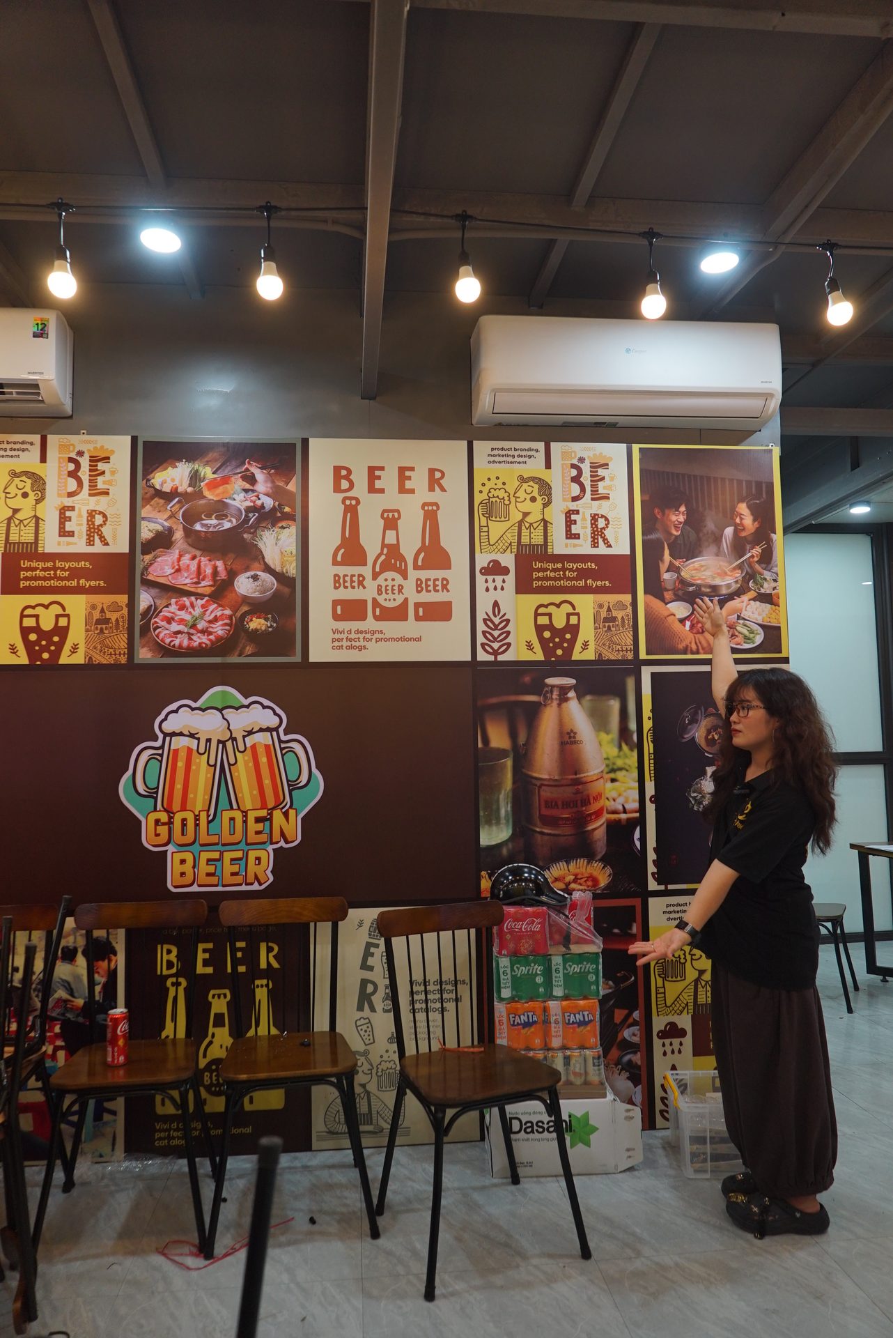 Biển quán nhậu, quán bia, lẩu nướng: 6 kiểu mặt tiền sáng rõ về đêm 3 Biển quán nhậu Golden Beer trong không gian quán